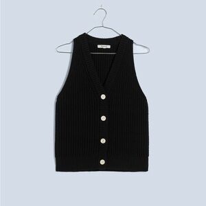 Madewell Cutaway Sweater Vest- Black- Small NWT